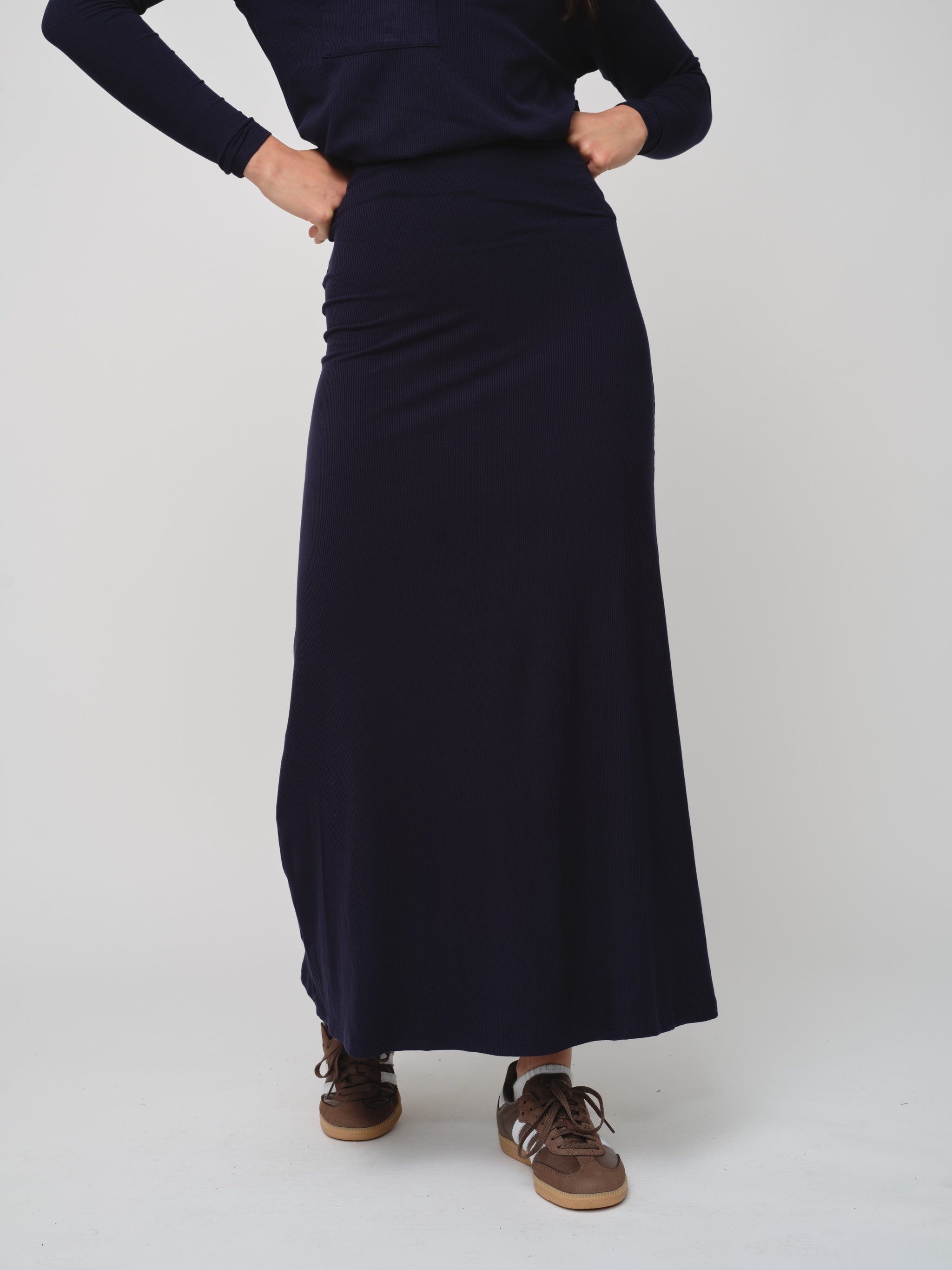 Basic Soft Rib Maxi Circle Skirt