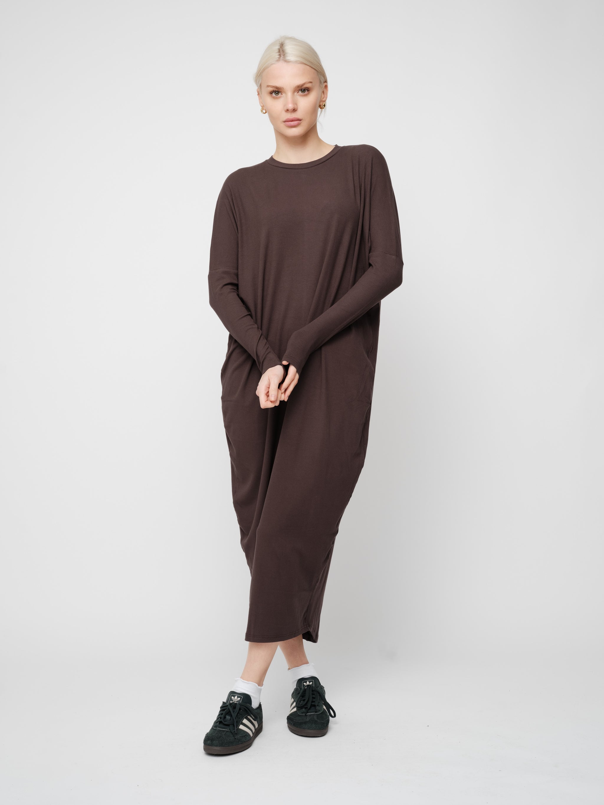 Basic Soft Rib Dolman Maxi Dress